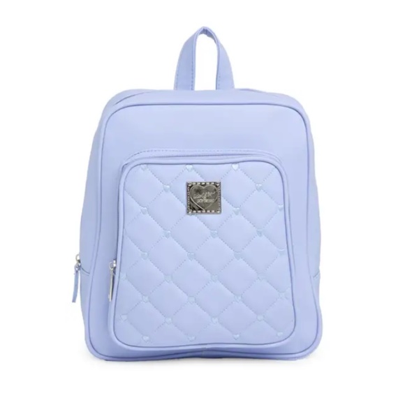 *SOLD* Luv Betsey Johnson Chevron Quilt Backpack Lavender Quilted Faux Leather - Picture 1 of 17